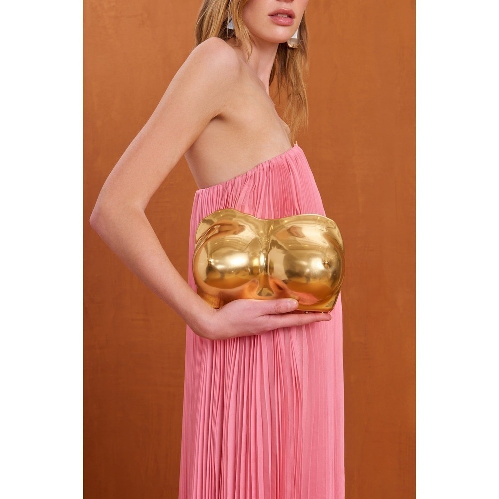 NWT Cult Gaia Reina Clutch in Brushed Brass $898 - Picture 6 of 11